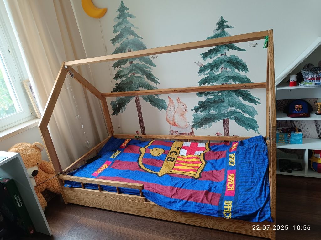 Sprzedam lóżko dzieciece domek 98x187 naturalne drewniane Wooden Heave