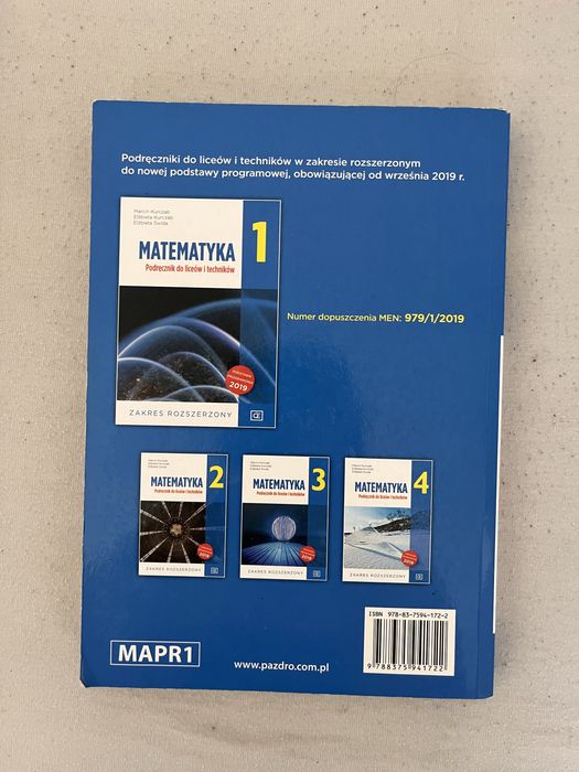 podręcznik matematyka 1 rozszerzona pazdro
