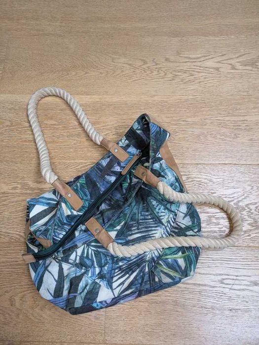 Tatuum - płócienna torba w zielono-niebieskie liście
