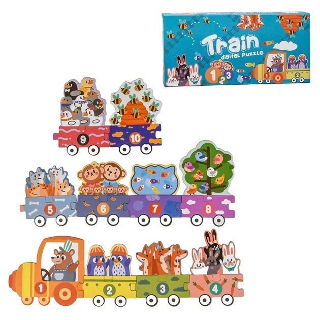 Гра пазл Звірі на поїзді