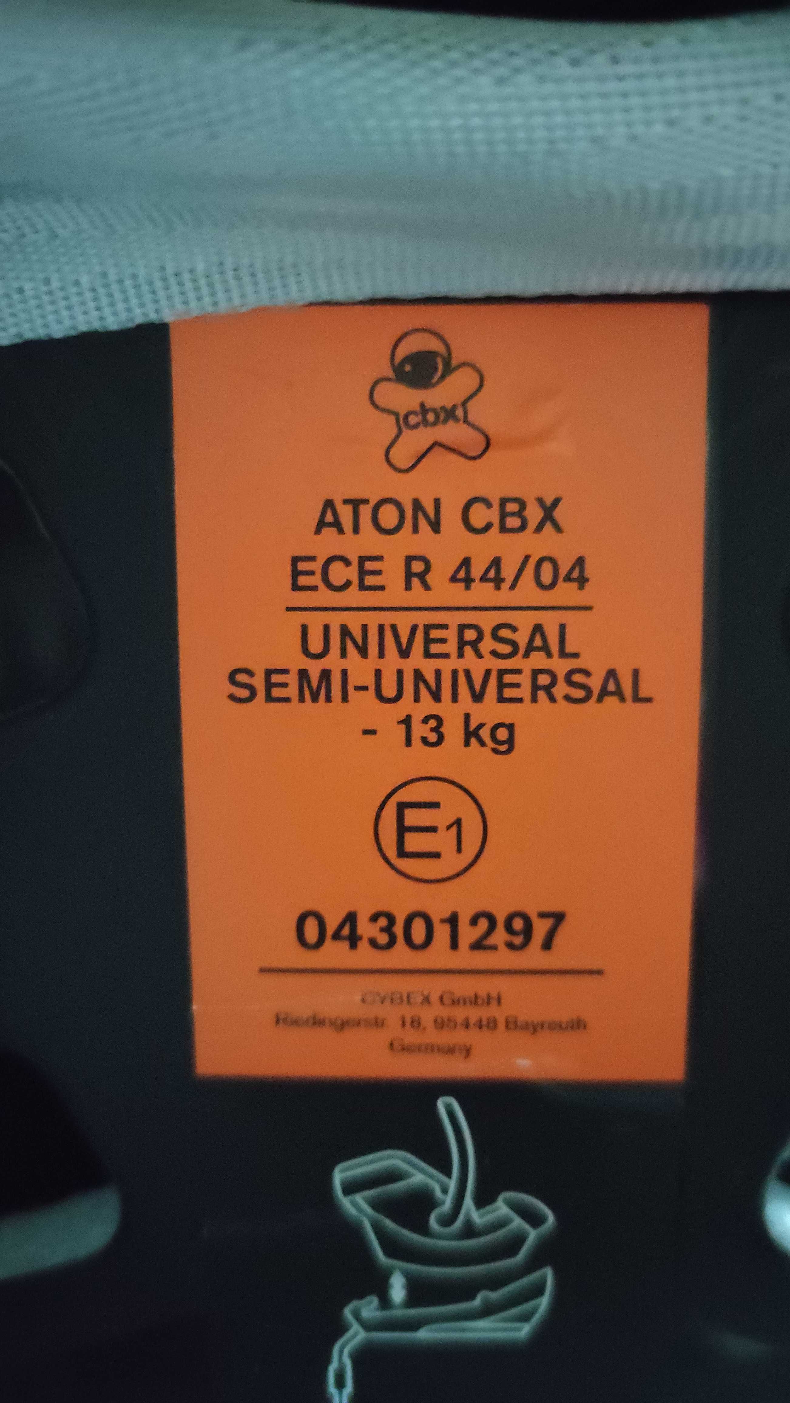 Fotelik samochodowy CBX ATON 0-13 KG, ECE R 44/04