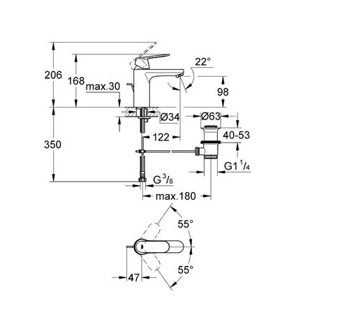 Змішувач GROHE Eurosmart Cosmopolitan 23325000 смеситель для умивал.