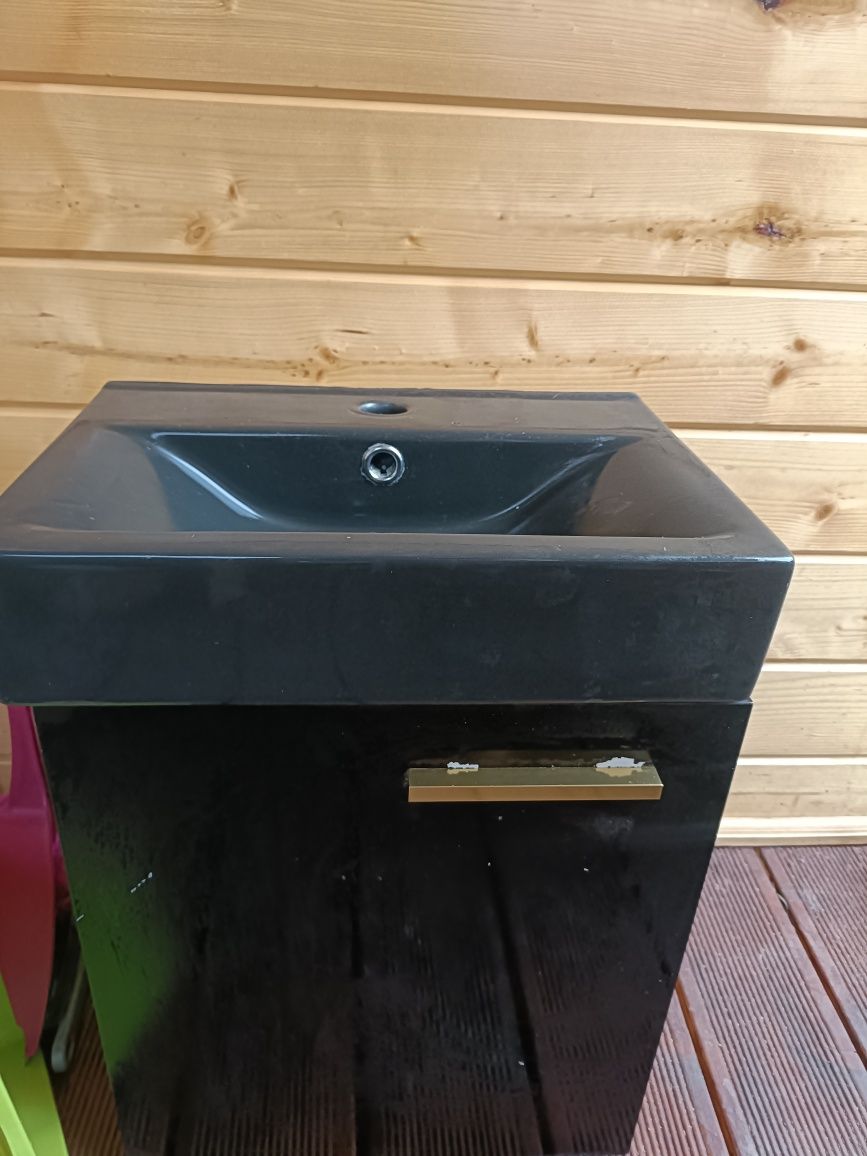 Umywalka,szafka wisząca , podwieszana czarna bez baterii
