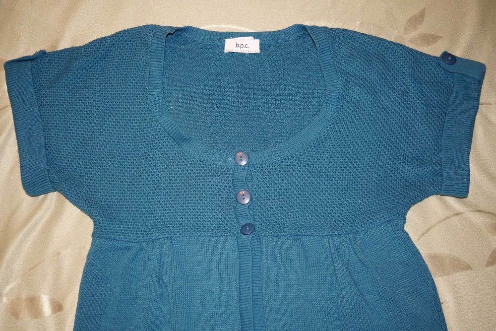 Narzutka bolerko sweter akryl morski petrol M L XL 38 40 / 42 44