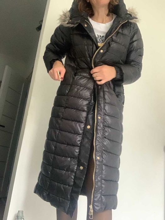 Стьобане пальто Sinsay з капюшоном, довге, на розмір М/38/46