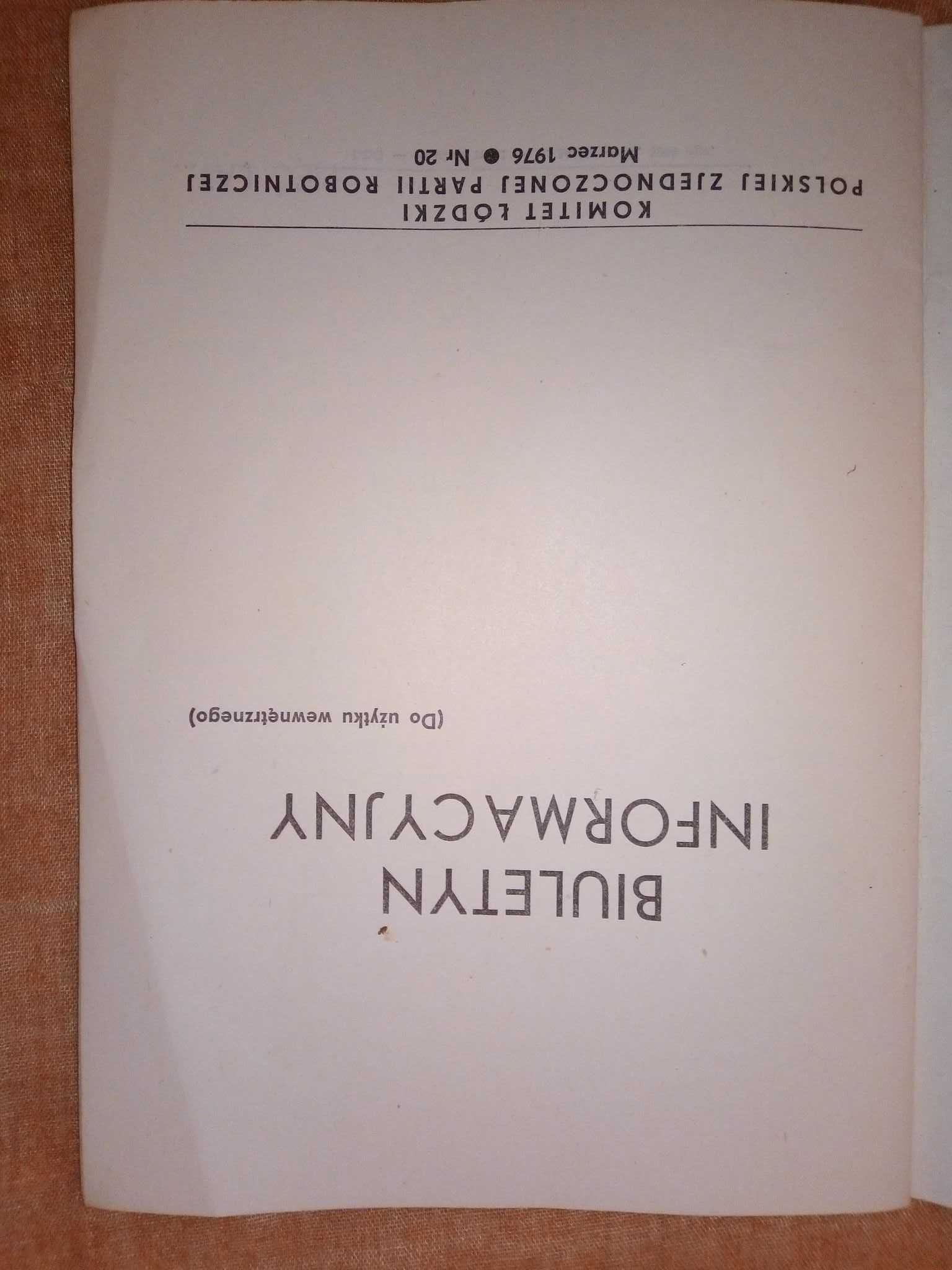 Biuletyn informacyjny Komitet Łódzki Polskiej Zjednoczonej Partii 1976