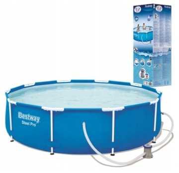 NOWY Basen stelażowy ogrodowy 366X76cm BESTWAY Zestaw z POMPĄ +FILTR
