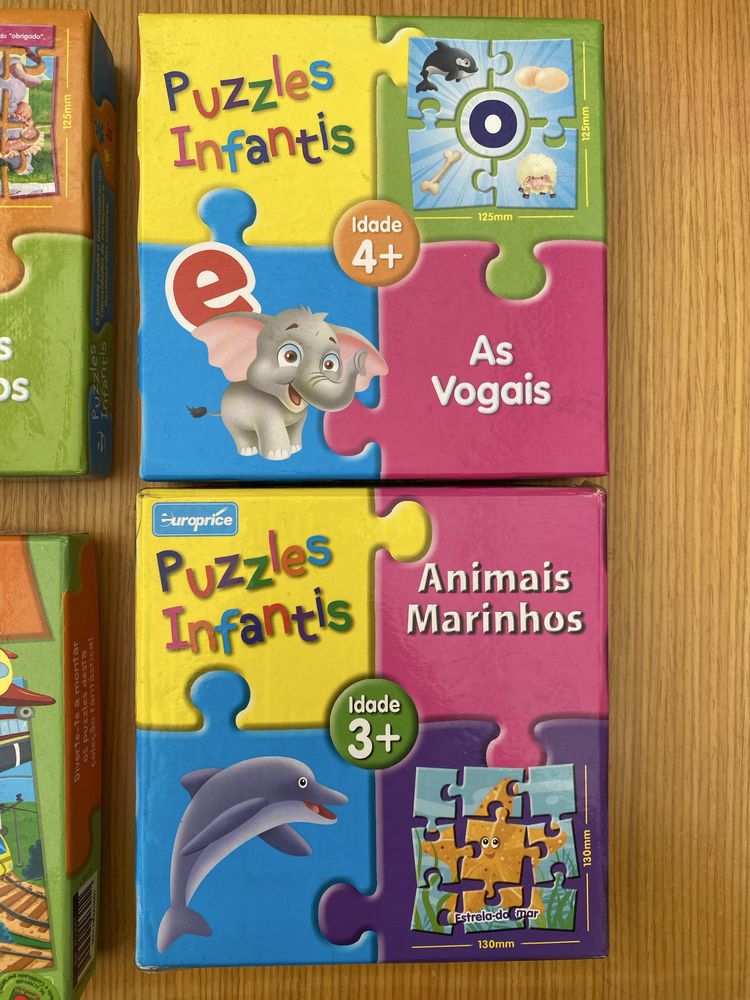 Puzzles Vogais, Animais marinhos, Bons modos, Veiculos e Numeros