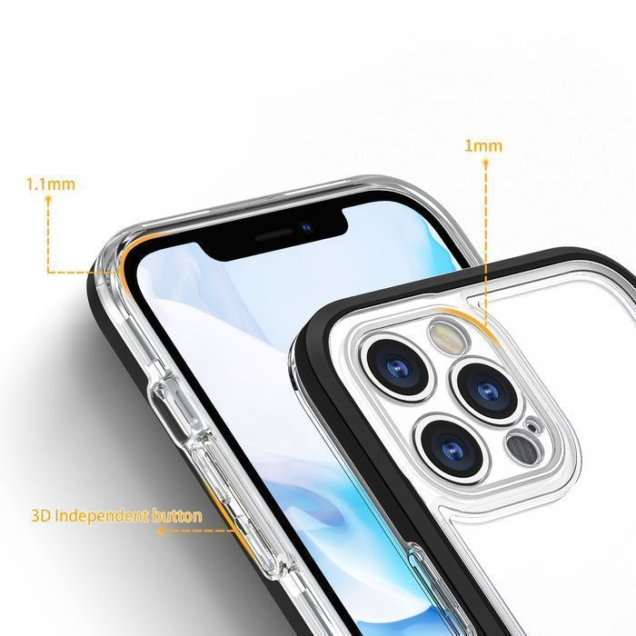 Clear 3In1 Etui Do Iphone 12 Pro Żelowy Pokrowiec Z Ramką Czarny