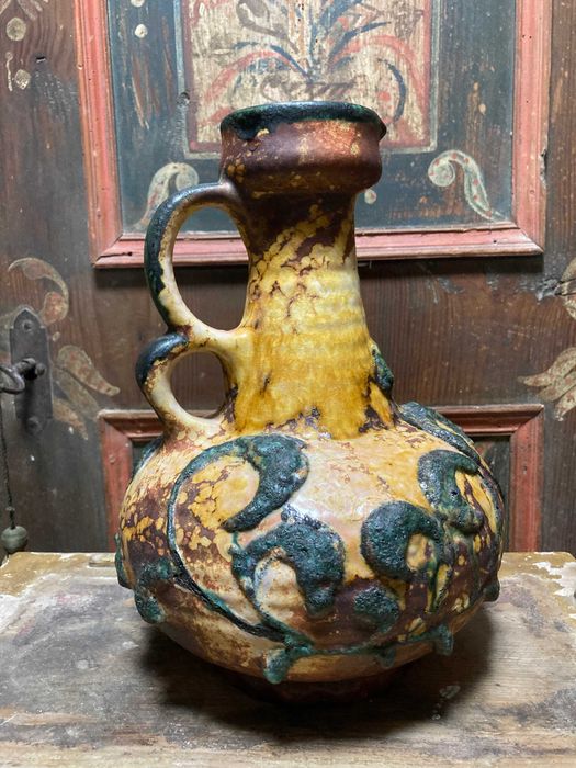 Duży ciekawy ceramiczny wazon z połowy wieku, NRD lata 60.