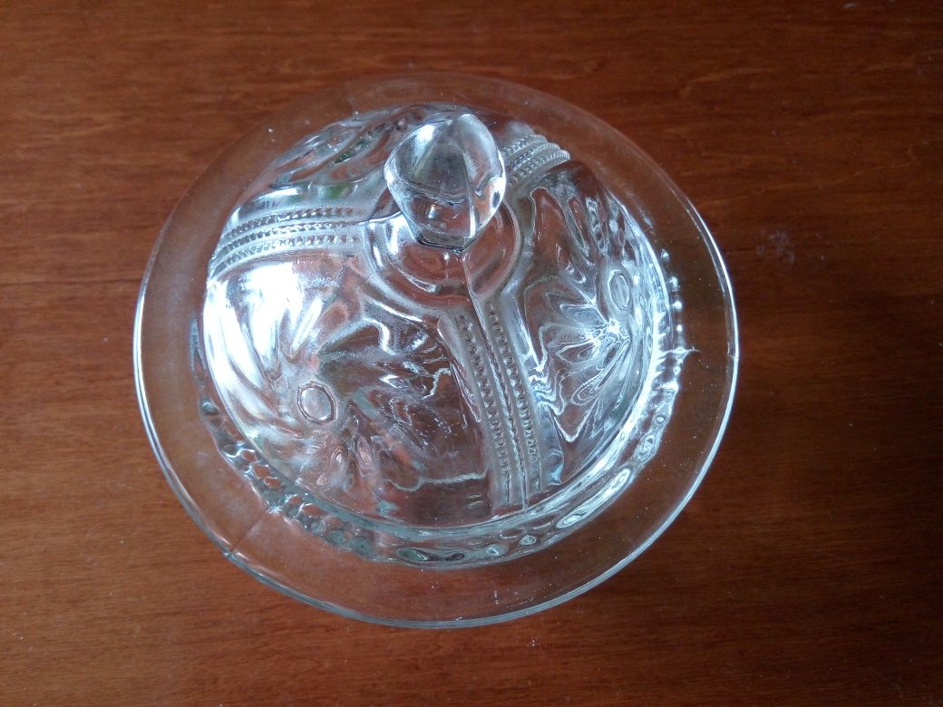 Maselniczka  pojemnik szklany zdobiona cukiernica