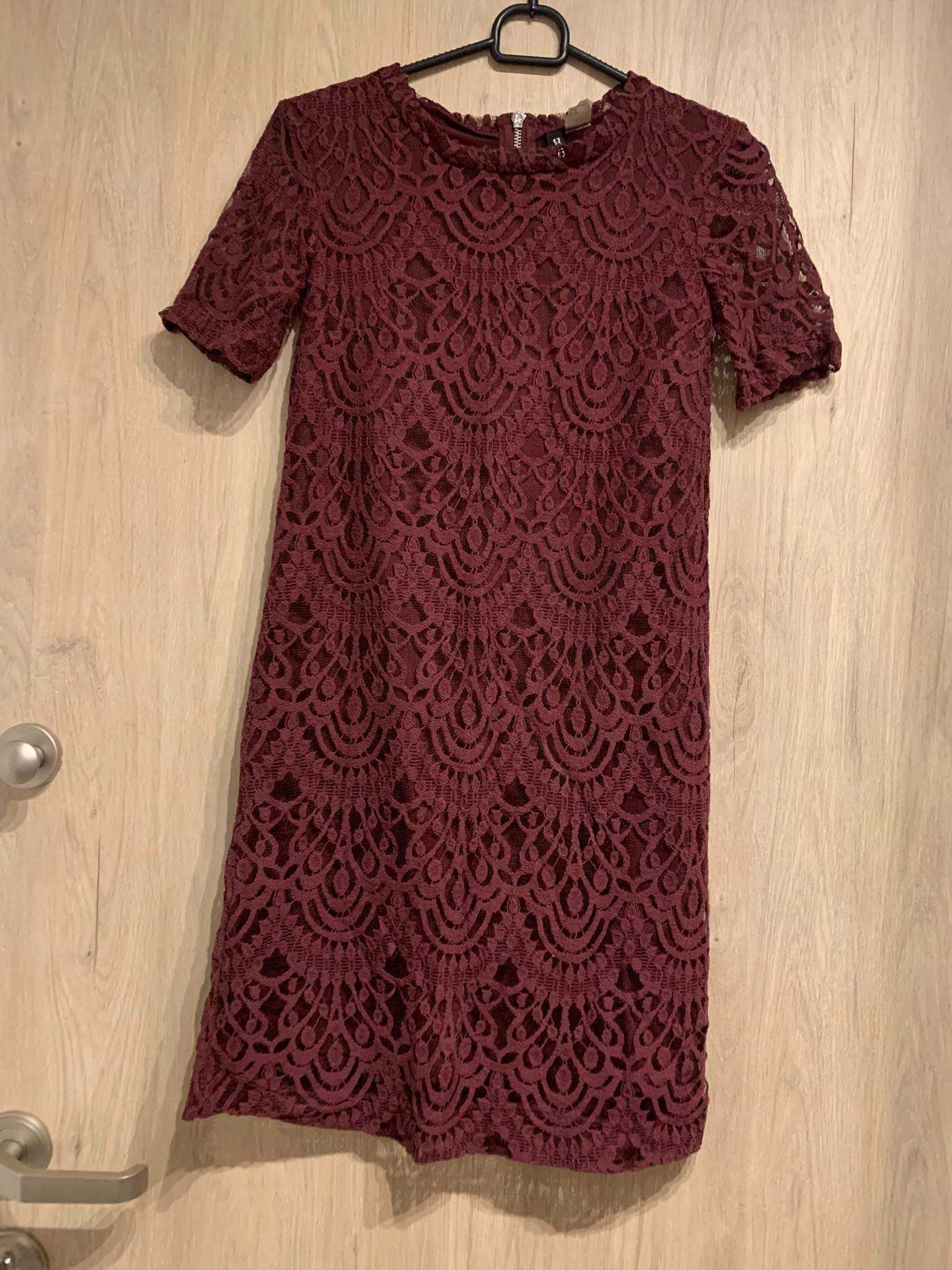 sukienka fioletowa koronkowa h&M
