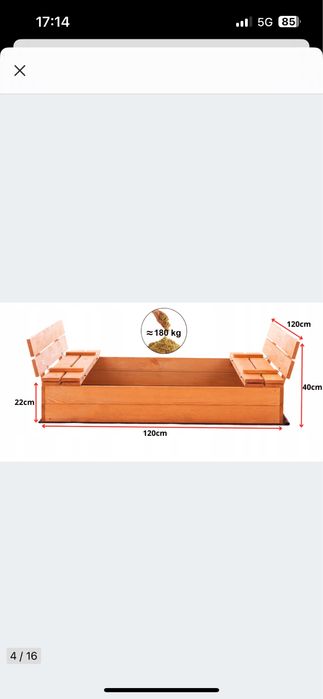 Duża piaskownica drewniana impregnowana 120x120 Polski producent