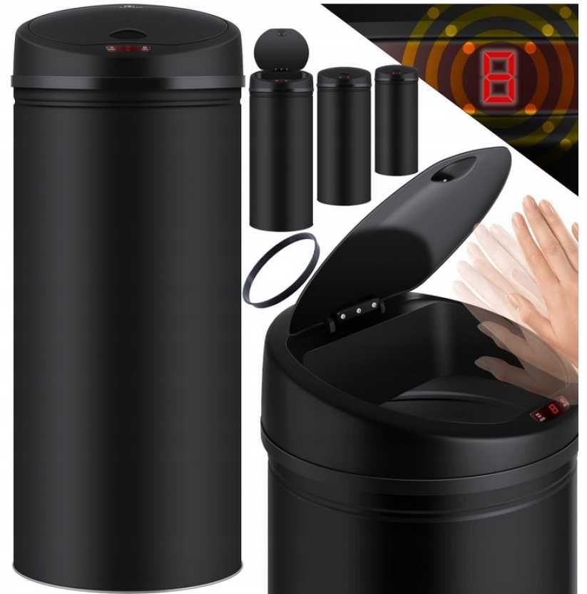 KESSER kosz na śmieci 56L czarny automatyczny sensor stal nierdzewna
