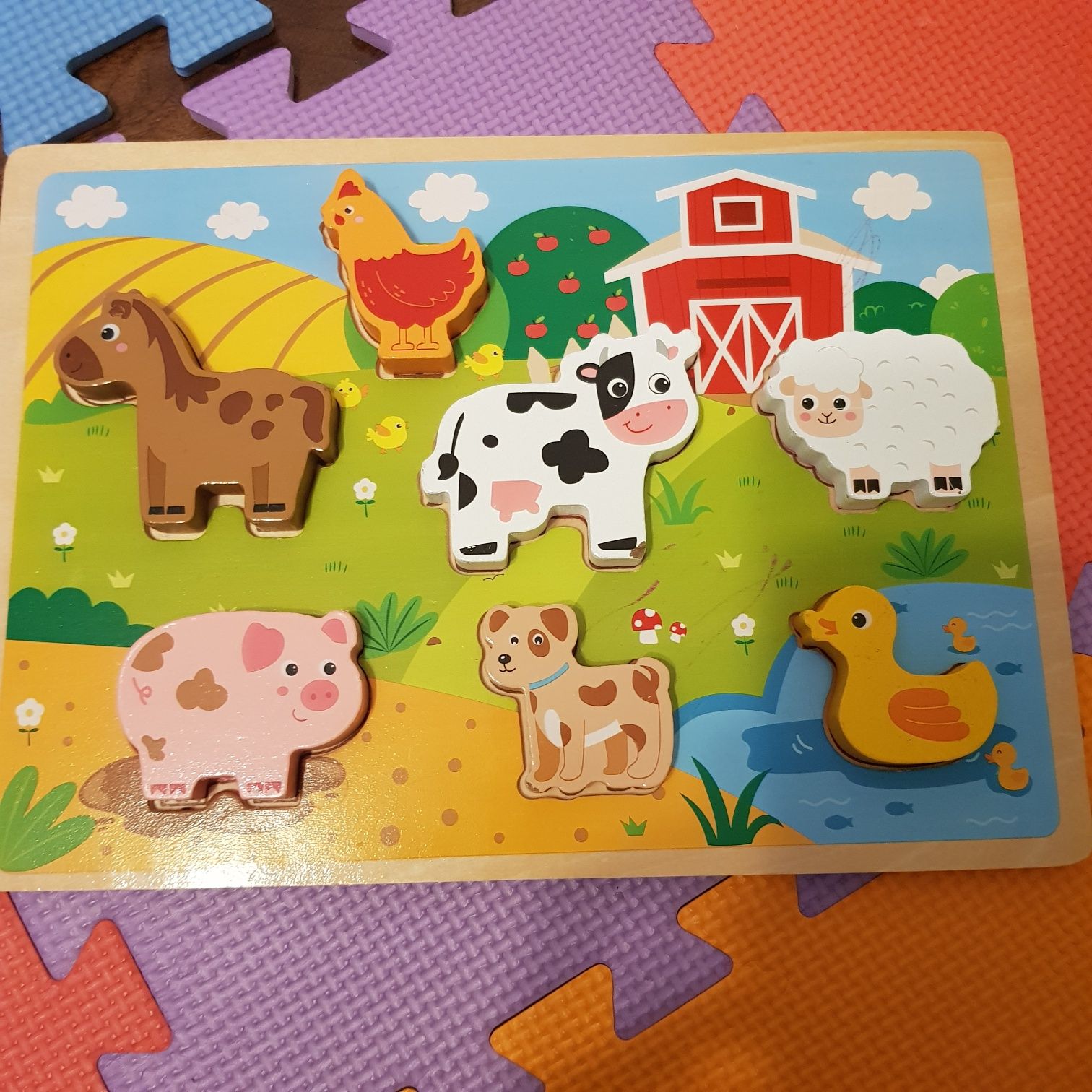 Drewniane puzzle układanka zwierzątka