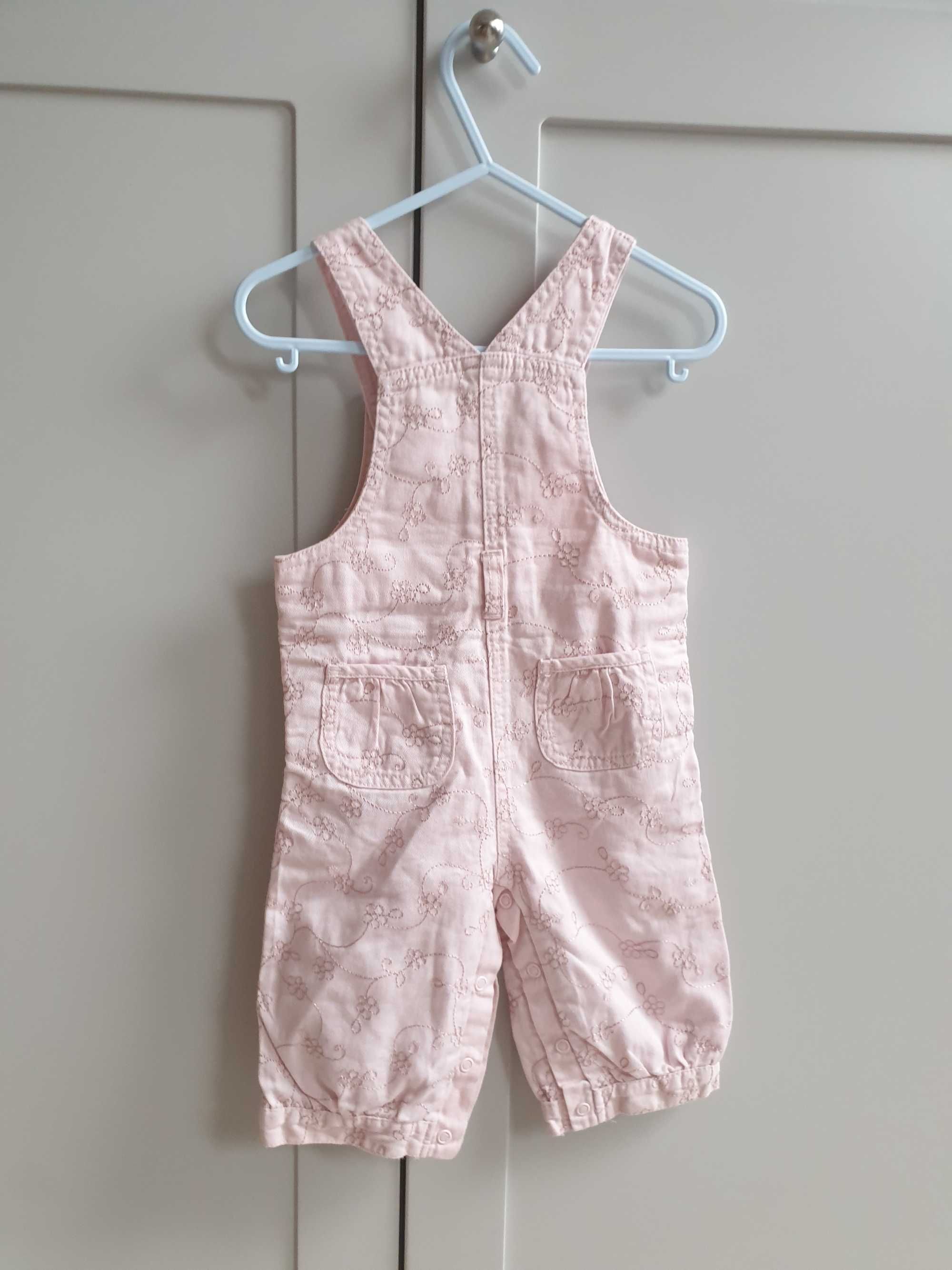 Różowe haftowane ogrodniczki vintage Mothercare 68 74