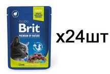 Упаковка вологого корму для котів Brit Premium Sterilised 24шт*100 г