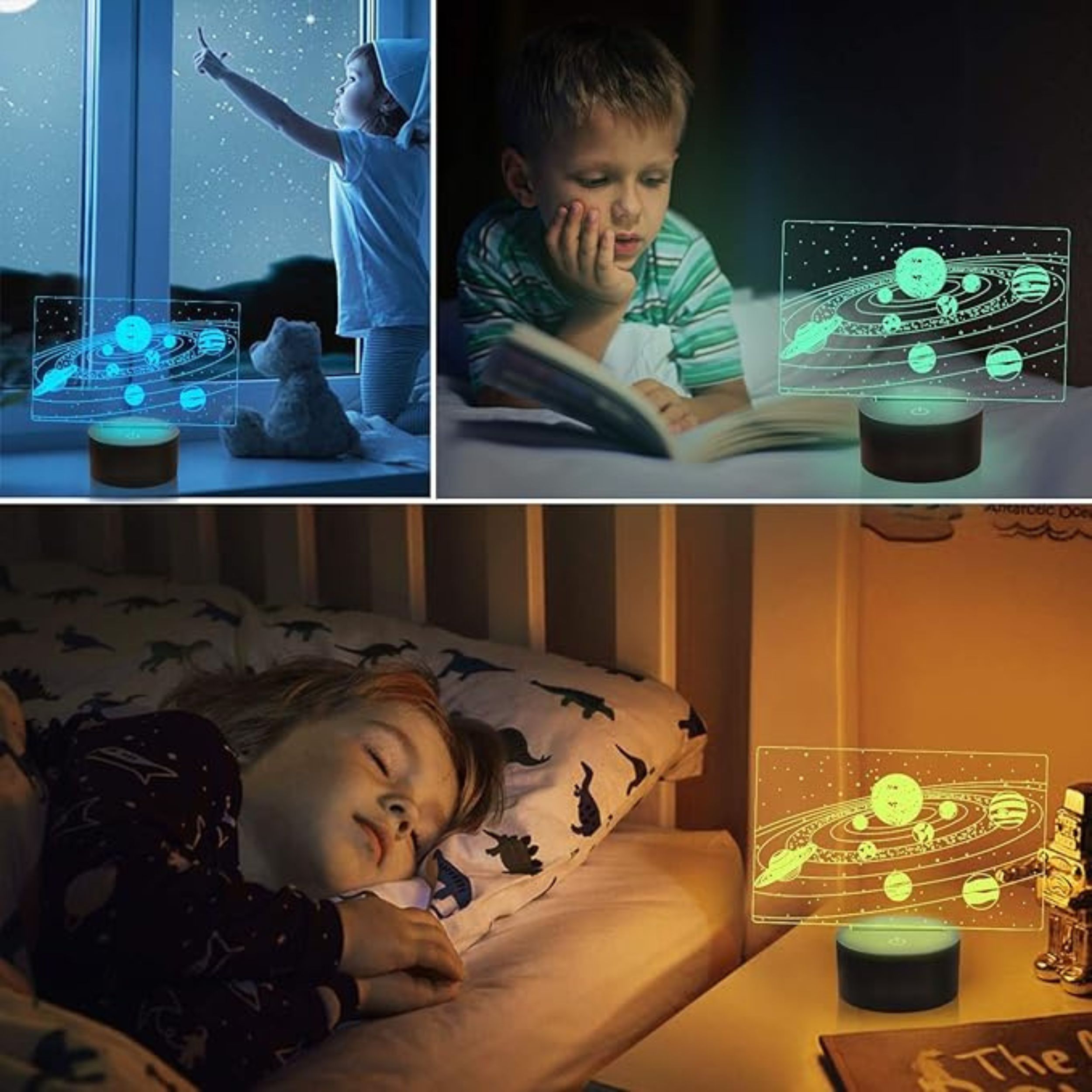 LAMPKA nocna led 3d galaktyka planety Układ Słoneczny Kolory