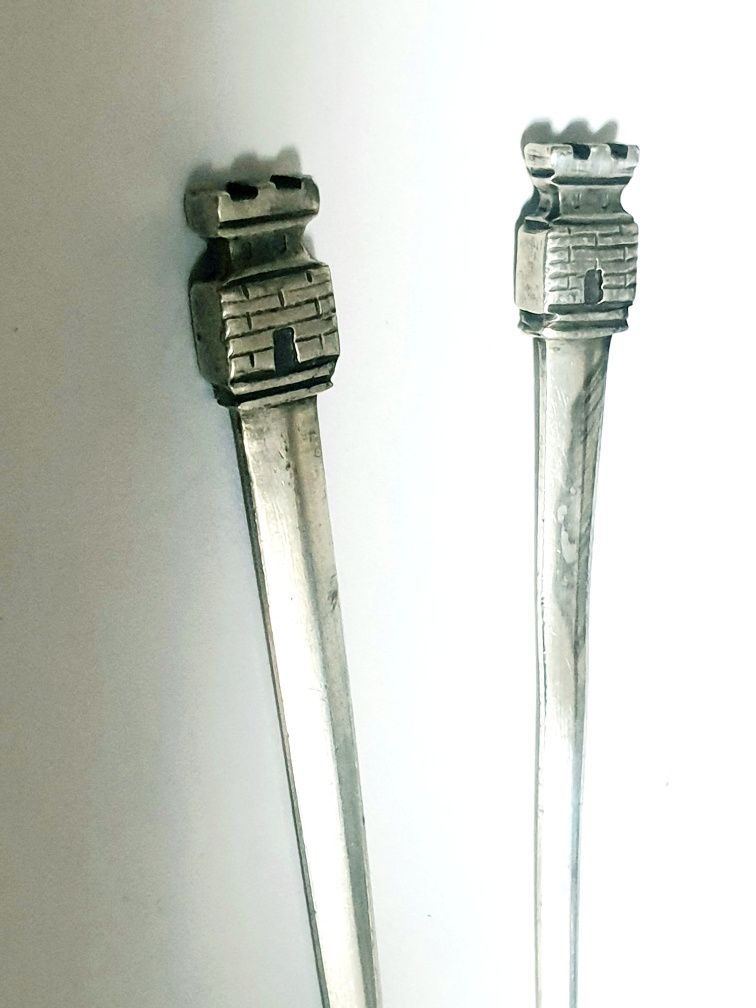 Par de raros antigos palitos em prata portuguesa