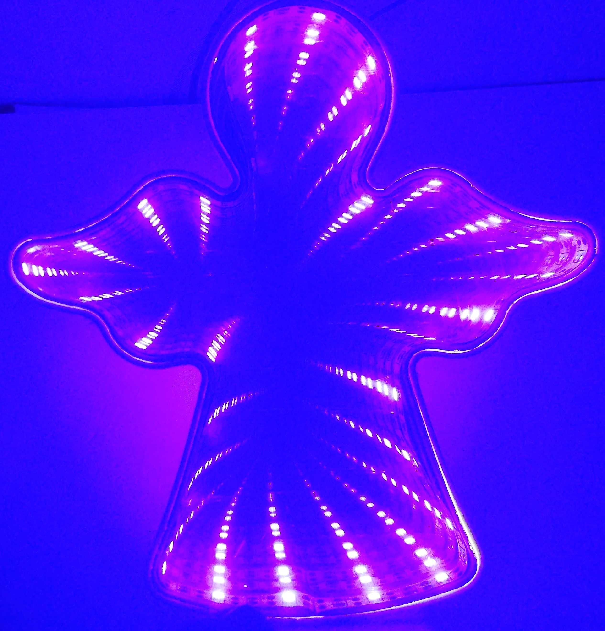 Anioł LED świecący 3D Neon Lampka Lustrzane światło tunelowe + baterie