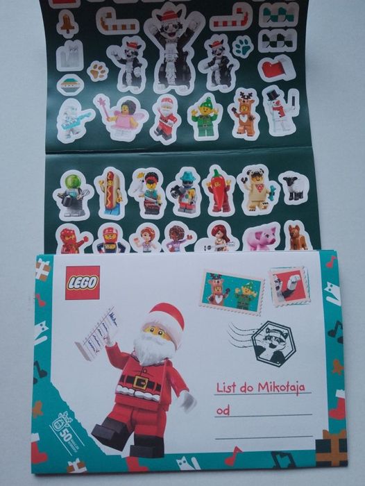LEGO 50 naklejek plus list do Mikołaja wraz z kolorowanką na prezent
