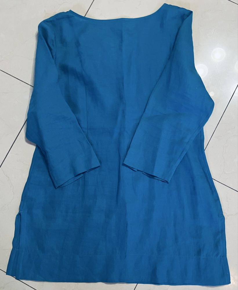 Продам льняную тунику бирюзового цвета Marks&Spenser,р-р52,цена 400