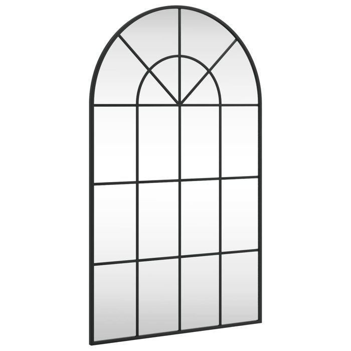 vidaXL Lustro ścienne, czarne, 60x100 cm, zakończone łukiem, żelazo