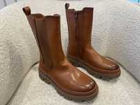 Brązowe botki na platformie, rozm. 38, biker boots