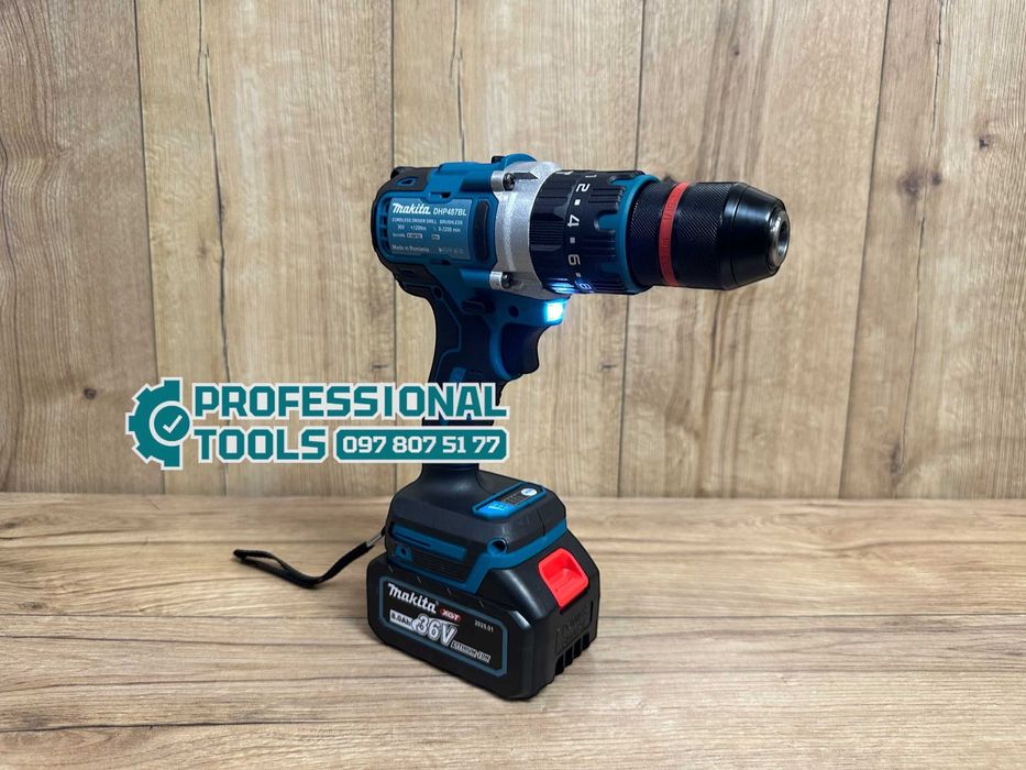 Акумуляторний Шурупокрут Makita DHP487BL має зажимний патрон 120Nm 13m