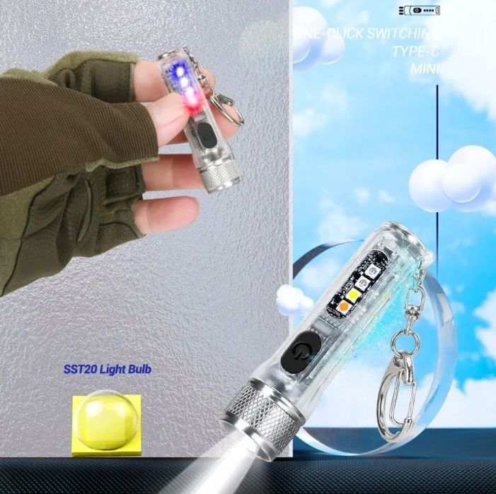 Mini latarka LED 11 trybów świecenia USB/USB-C