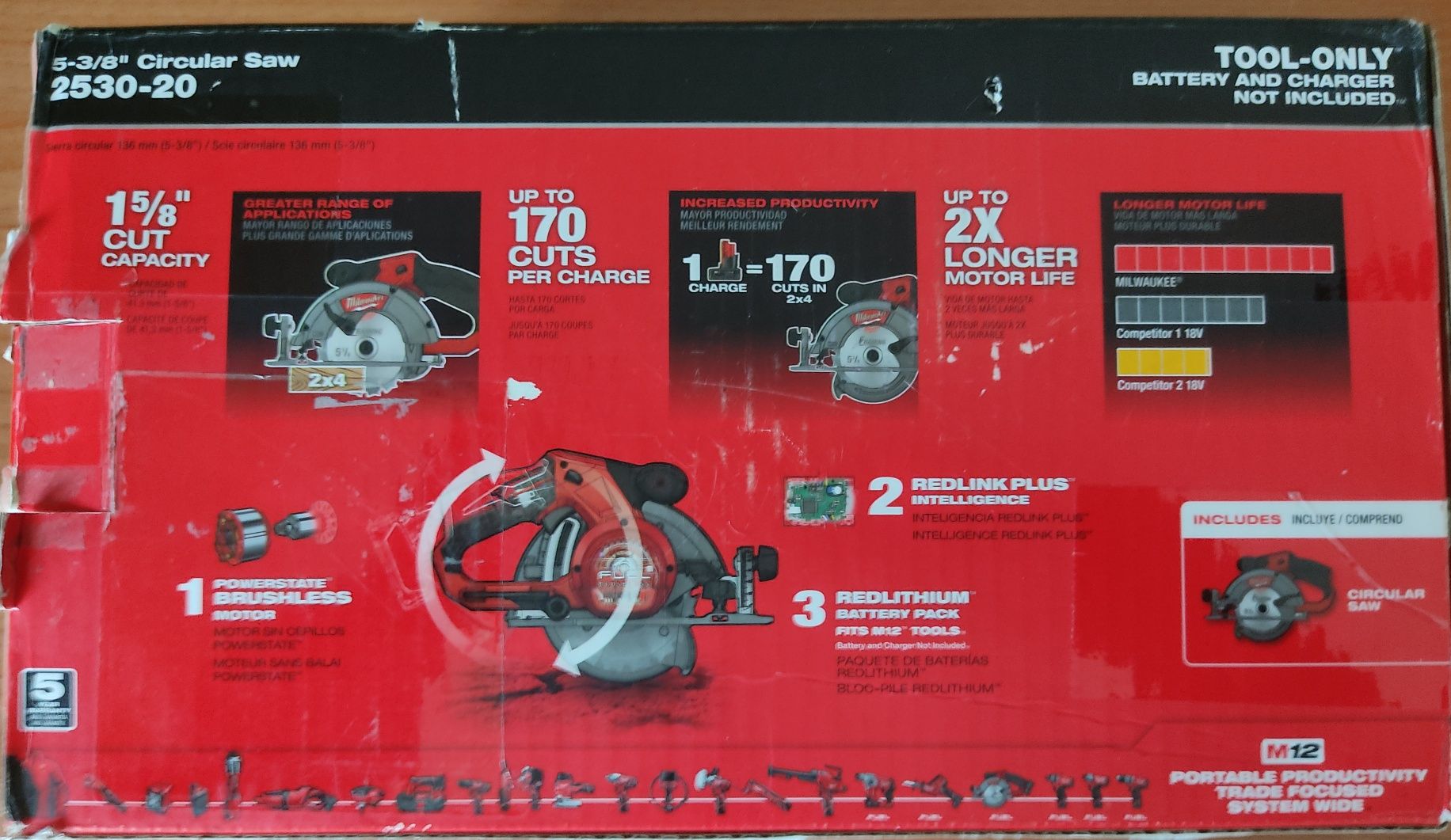 Дисковая пила MILWAUKEE M12 FUEL 2530-20 + направляющая+ диск по метал