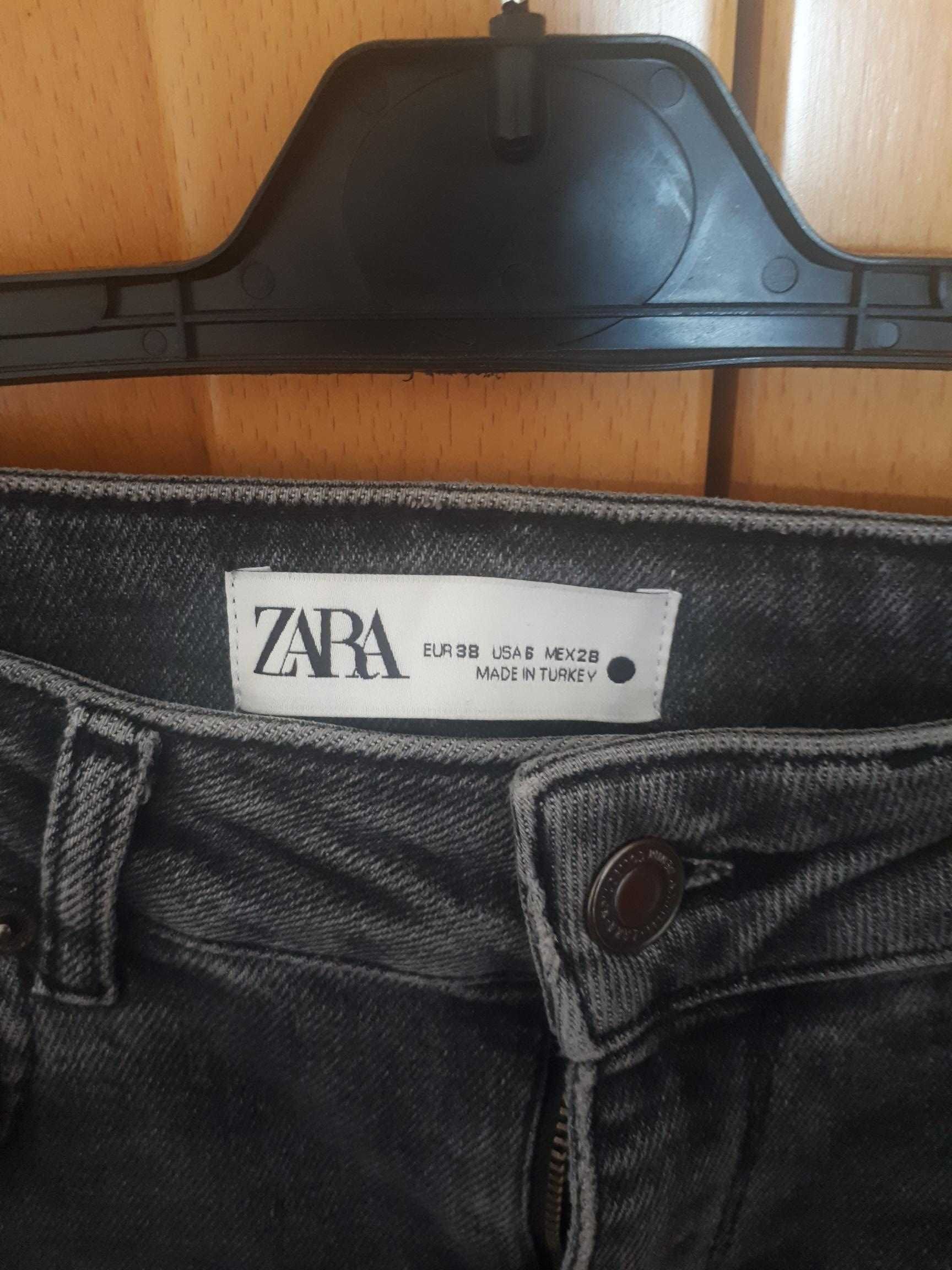 Calças ganga / jeans cinzentas skinny cintura alta Zara
