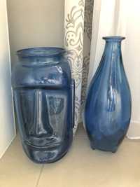 Komplet zestaw wazony szklane niebieskie d