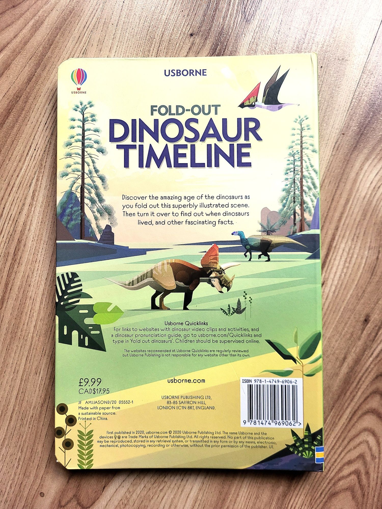 Dinosaur Timeline Usborne Fold Out dinozaury po angielsku