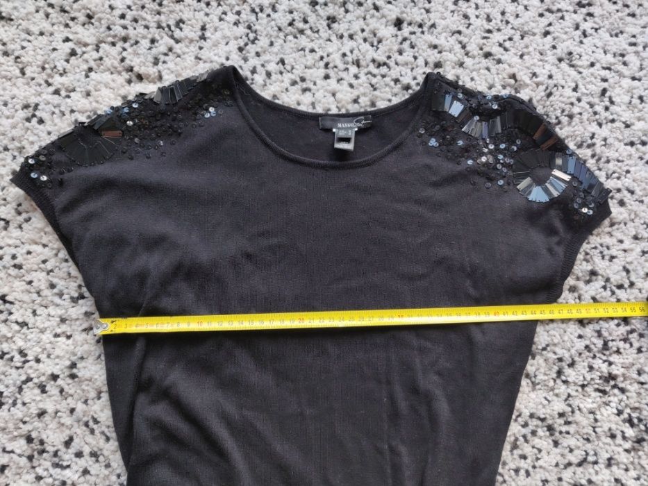 Sukienka dzianinowa MANGO Suit cekiny, pasek S/M