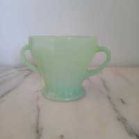 Açucareiro Vintage Anchor Hocking FireKing Milk Glass Jade Raro