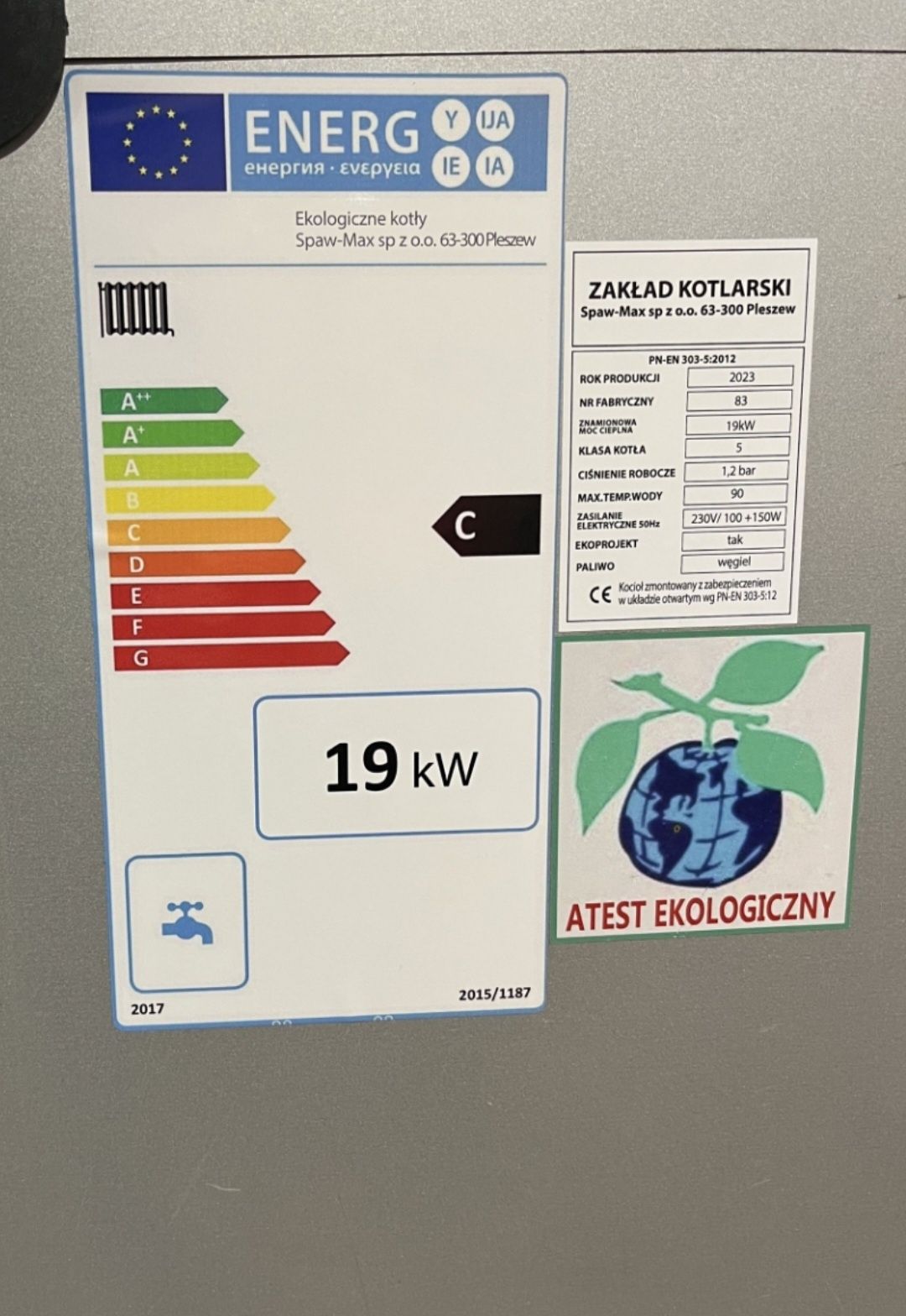 Kocioł c.o. 19 kW piec kotły zasypowy zwykły Miarkownik Drewno węgiel
