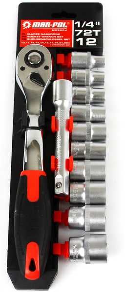 Набір ключів 1/4" 12шт 10-22мм Mar-Pol M58204 тришітка, трещетка