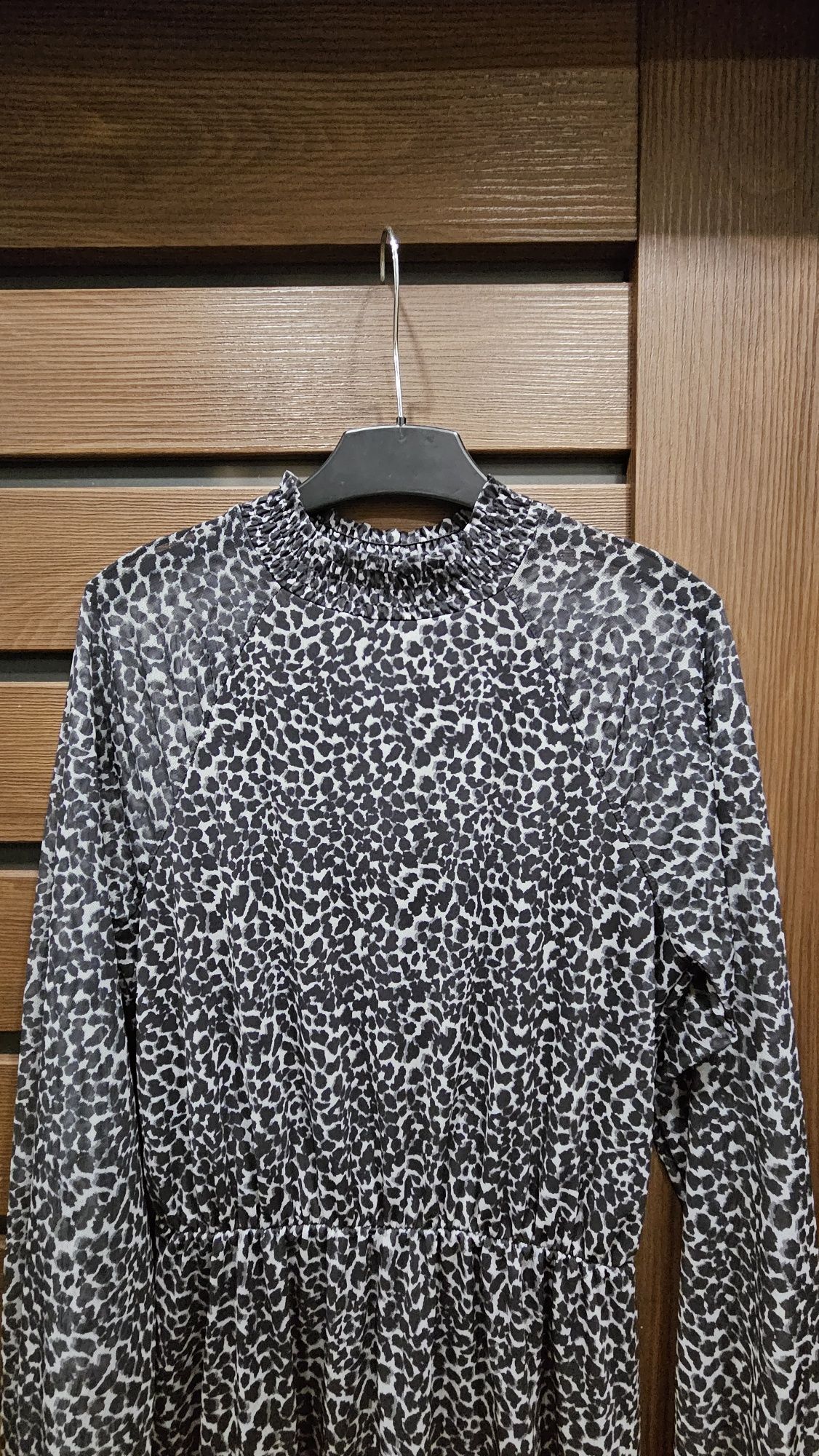 Sukienka mohito xxs xs 34 szara panterka leopard midi długa