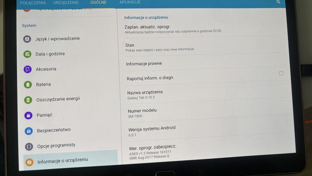 Smasung tab s SM T800 tablet