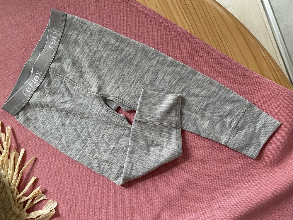 Reflex 9 miesiecy 100% wełna merino legginsy getry szare