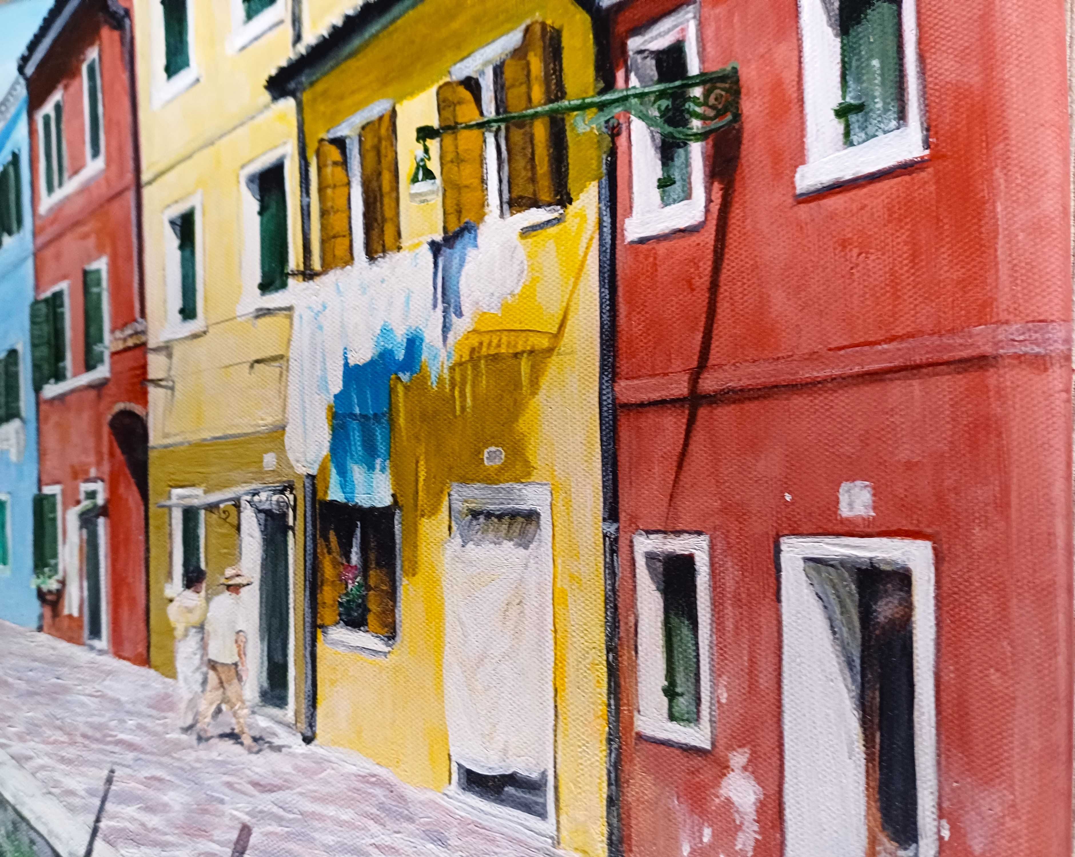Wenecja, Burano - obraz akrylowy, ręcznie malowany