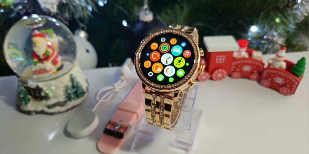 Elegancki Zegarek Damski z Kryształkami Smartwatch Nowy Złoty Prezent