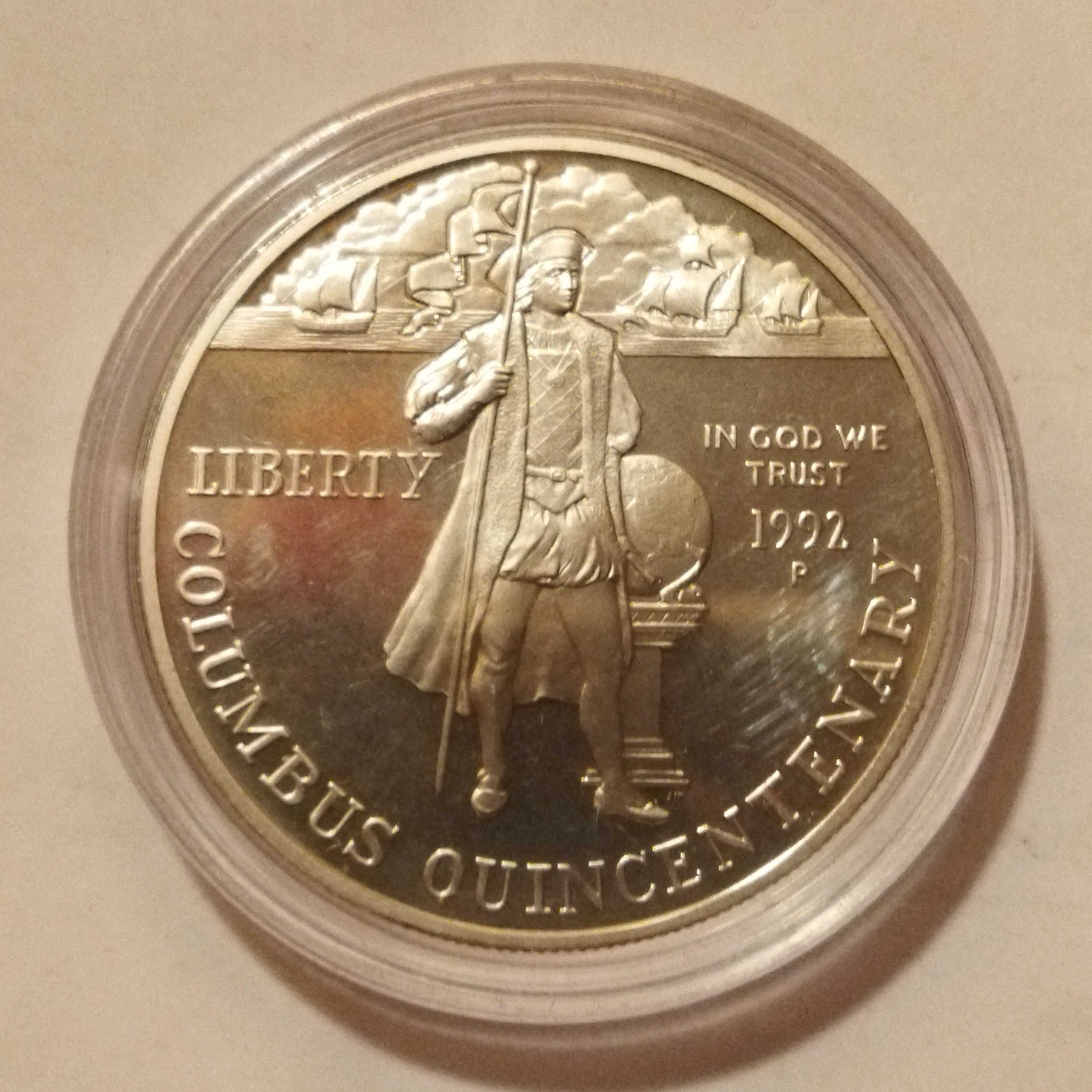 Srebrna moneta kolekcjonerska 1 dolar 1992 r. USA (Podróż Kolumba)