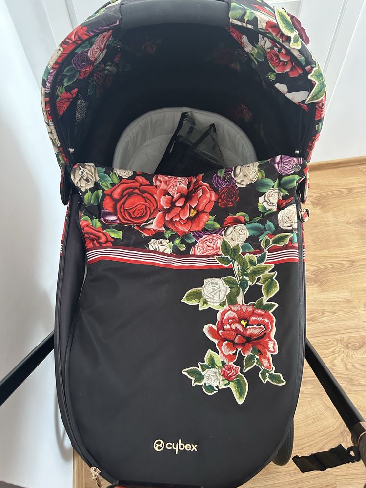 Wózek Cybex Priam 4.0 Rose Gold Spring Blossom Dark 2w1 Zestaw gondola