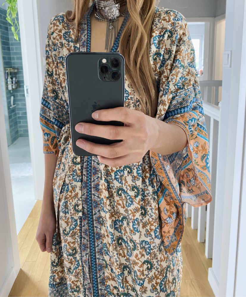 Kimono boho narzutka kaftan szlafroczek wakacje warsztaty rozwój
