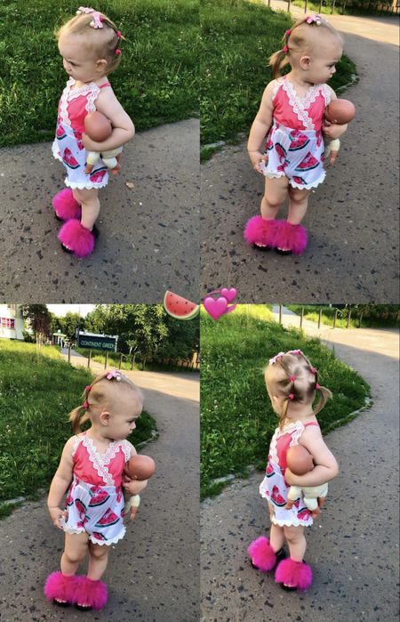 Шльопки з натуральним хутром , босоніжки для дівчинки