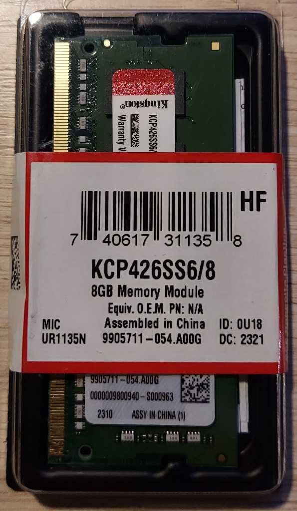 Nowa! Pamięć RAM Kingston KCP426SS6/8 8GB 2666MHz DDR4 CL19