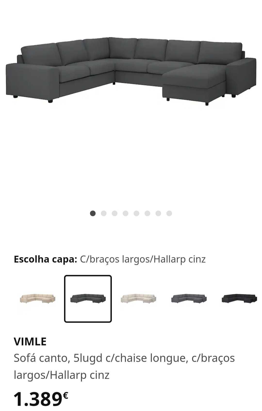 Sofá de canto com chaise longue