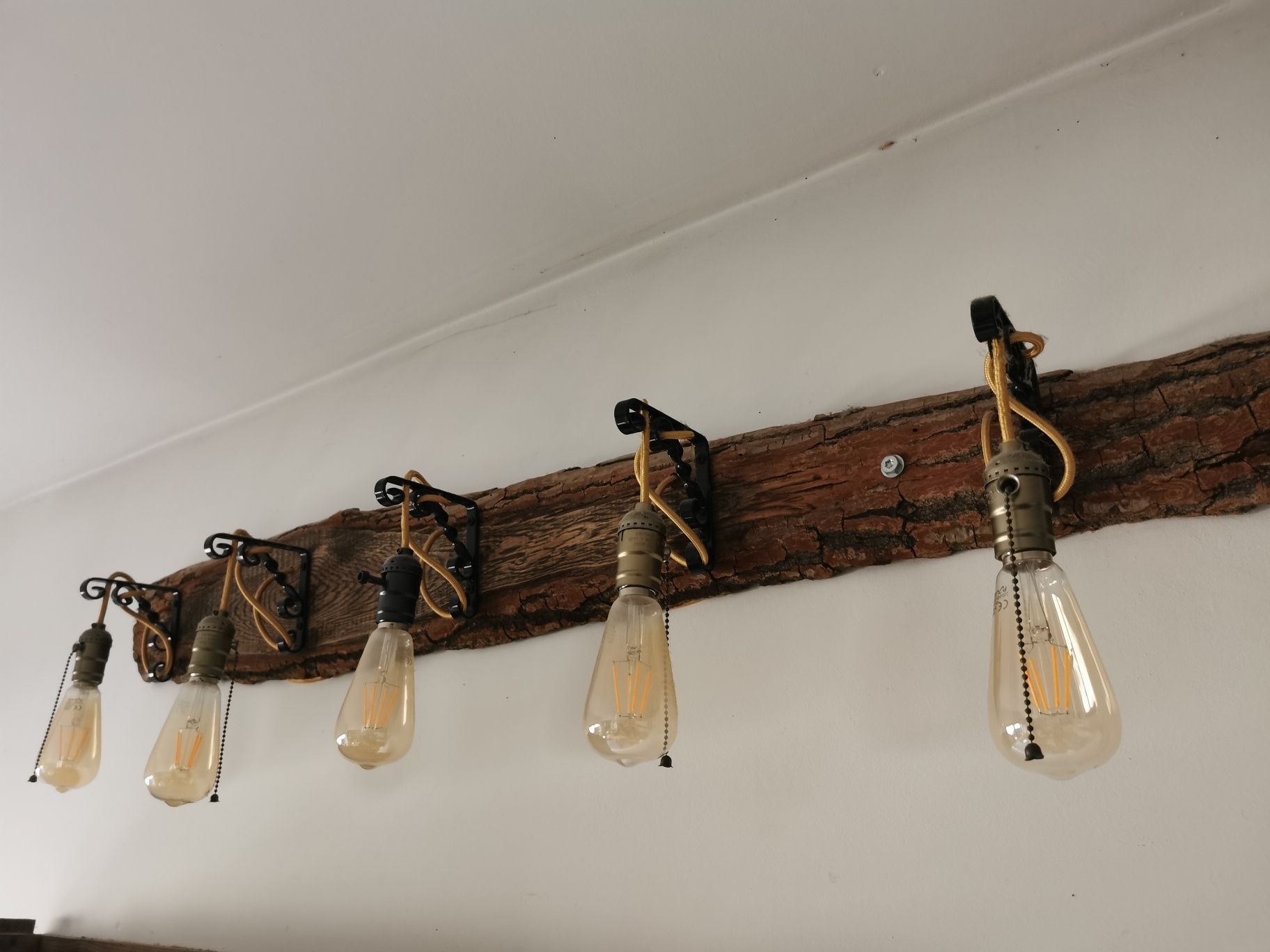 Lampa loft regulacja światła, drewno